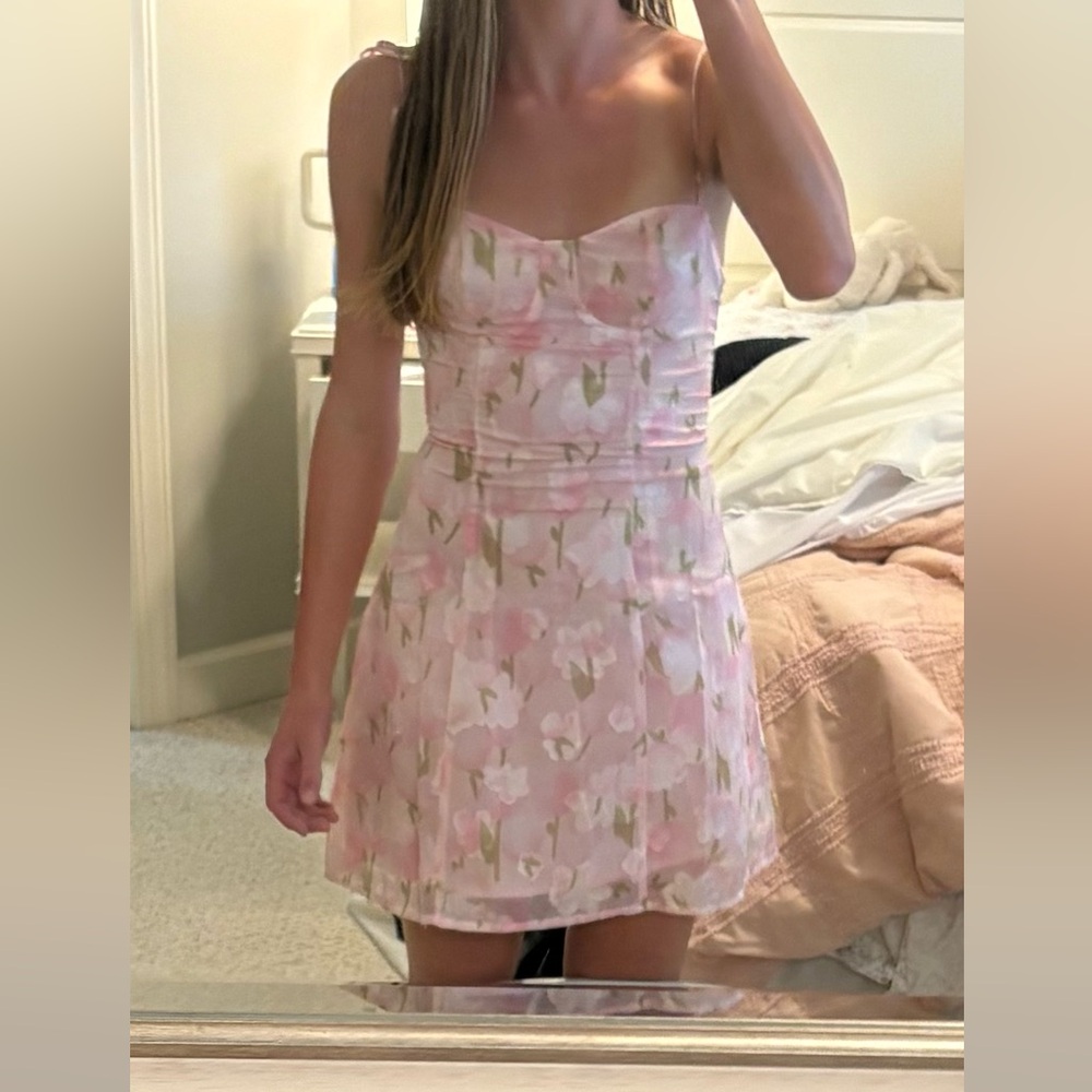 Beginning Boutique Light Pink Tulip Mini Dress WORN ONCE